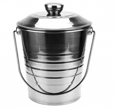 Ведерко для льда 0,95л 13см с крышкой нержавеющая сталь 